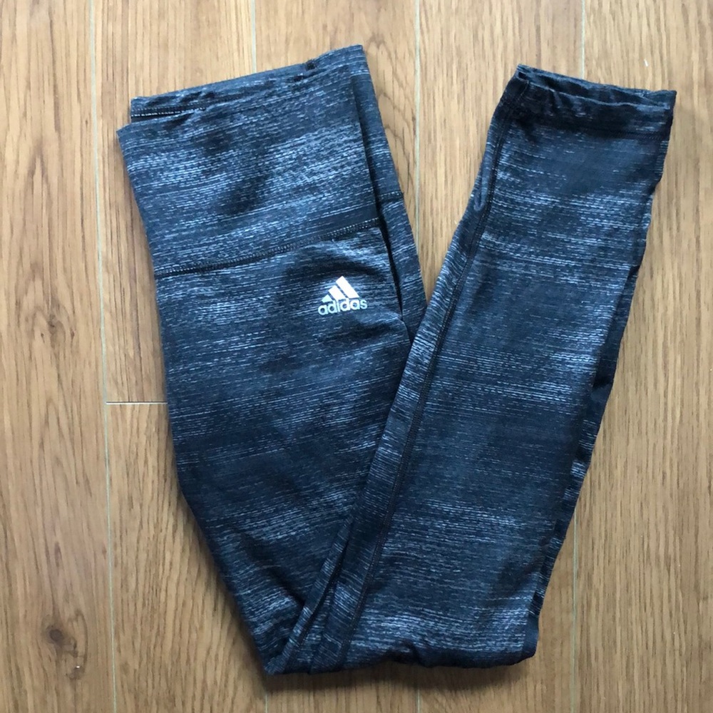 VGUC Adidas S Climalite gray print midrise full length leggings